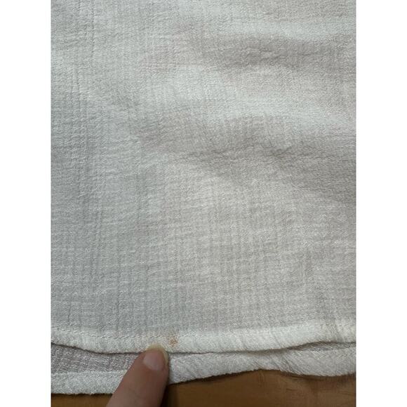 Mine White Floral Embroidery Cottagecore Prairie Boho Peasant Top Sheer Flaws - Picture 10 of 14